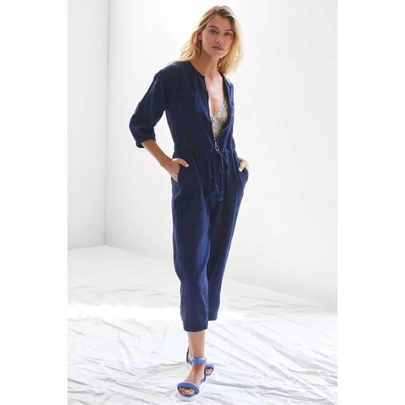 Anthropologie Sundry waisted Cotton Gauze Crop Jumpsuit Large excellent conditio - Picture 4 of 8